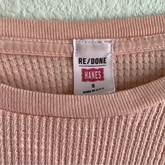 RE/DONE thermal long sleeve casual tee shirt top cotton peach Small - Picture 4 of 6